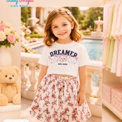 طقم بناتي DREAMER تنورة مزهرة